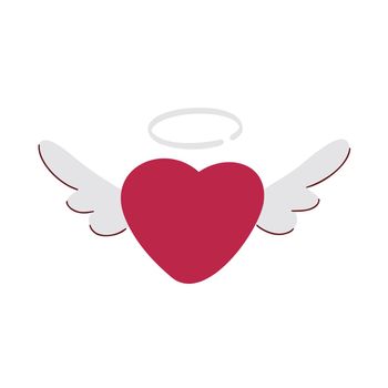 Heart with wings and halo Cute clip art valentines day