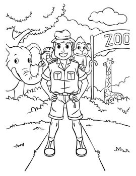 Zookeeper Coloring Page for Kids
