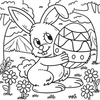 Bunny Carrying Easter Egg Coloring Page for Kids