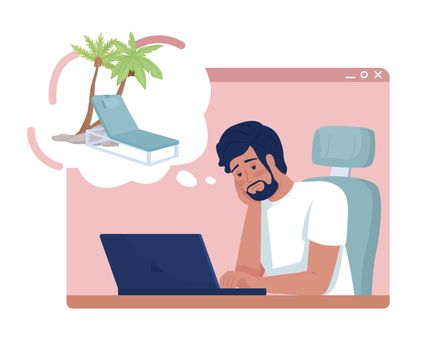 Dreaming about vacation 2D vector isolated illustration