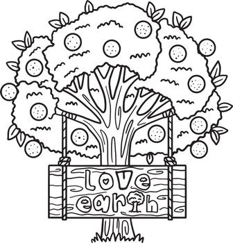Earth Day Love Earth Isolated Coloring Page