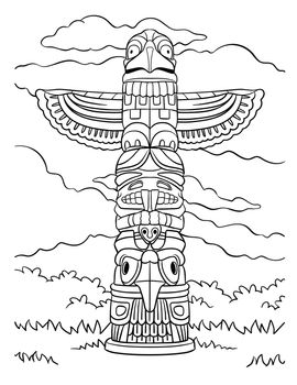 Native American Indian Totem Coloring Page