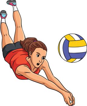 Volleyball Sports Cartoon Colored Clipart