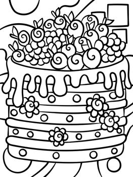 Cake Sweet Food Coloring Page for Kids