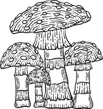 Mushroom Spring Coloring Page for Adults