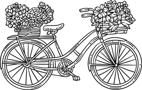 Bicycle Flowers Spring Coloring Page for Adults