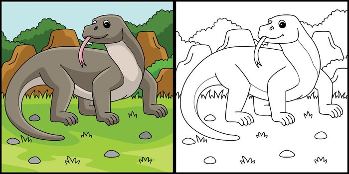 Komodo Dragon Animal Coloring Page Illustration