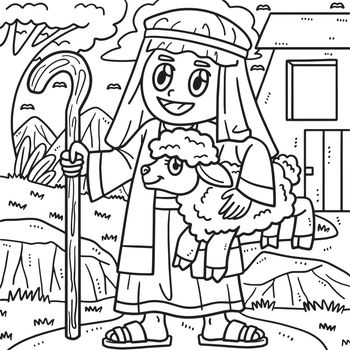 Christian Shepherd Sheep Coloring Page for Kids