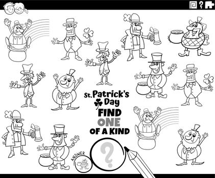 one of a kind task with cartoon Leprechauns coloring page