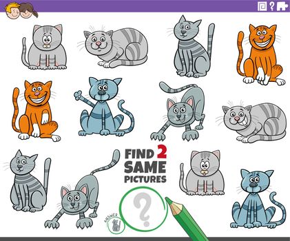 find two same cartoon cat characters educational task
