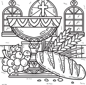 Christian Chalice and Bread of Life Coloring Page