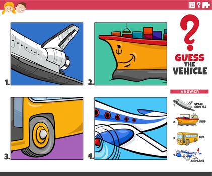 guess the vehicle cartoon educational game for children