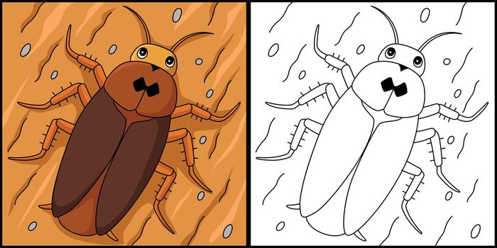 Cockroach Animal Coloring Page Illustration