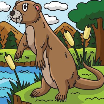 River Otter Marine Animal Colored Cartoon