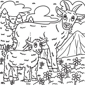 Mother Goat and Baby Goat Coloring Page for Kids