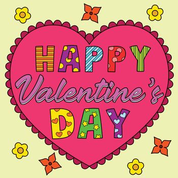 Happy Valentines Day Colored Cartoon