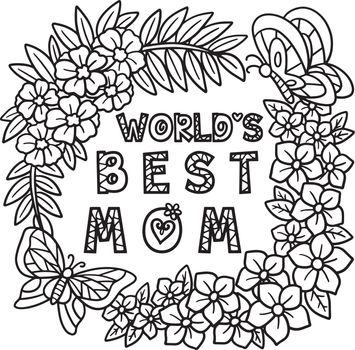 Mothers Day Worlds Best Mom Isolated Coloring