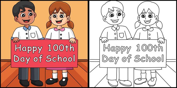 Happy 100th Day Of School Student Illustration