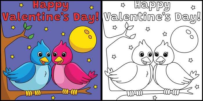 Happy Valentines Day Love Birds Illustration