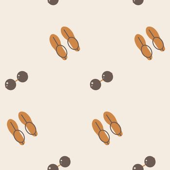 Boho clothes, glasses and sandals, seamless pattern, vector.