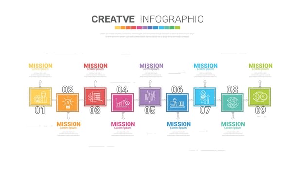 Infographic design template with 9 options