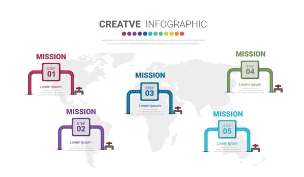 Timeline infographic template with 5 options, vector infographics design
