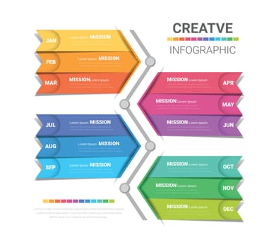 Modern Geometric Infographic Template for 12 months