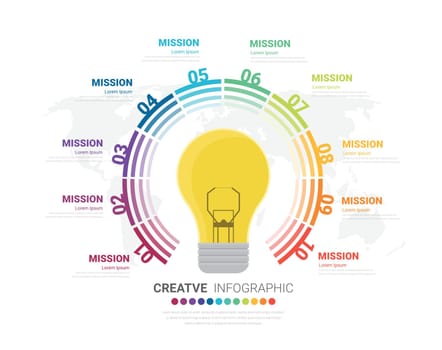 Creative light bulb infographic, Inspiration concept modern design template.