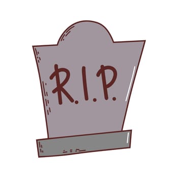 Gravestone. Halloween element. Trick or treat concept. Vector illustration in hand drawn style