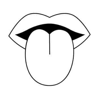 Lips tattoo in y2k, 1990s, 2000s style. Emo goth element design. Old school tattoo. Vector illustration