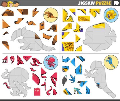 jigsaw puzzle games set with cartoon animals