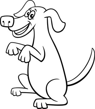 cartoon playful dog character doing a trick coloring page