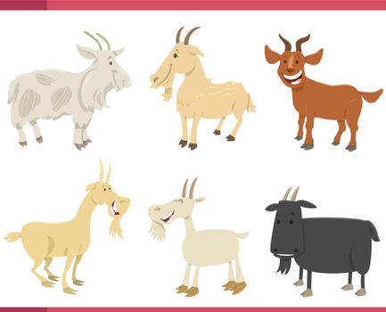 cartoon happy goats farm animal characters set