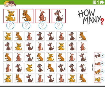 how many cartoon dogs characters counting task