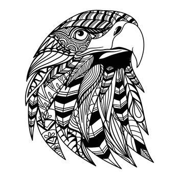 Eagle head mandala zentangle coloring page illustration