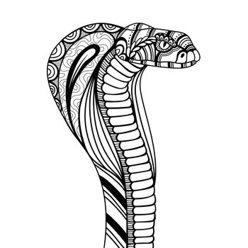 Snake cobra side position mandala zentangle coloring page illustration