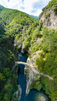 Le pont du diable or Devil Bridge ain Thueyts village in the Ardeche department in southern France.