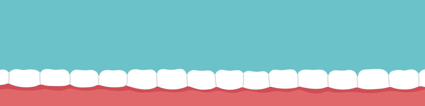Veneer banner. Dental implant background. Teeth bridge.Cartoon vector