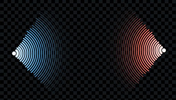Red and blue Wave in abstract style. Water ripple. Abstract sound blue light effect.Sonar sound wave. Vector isolated illustration