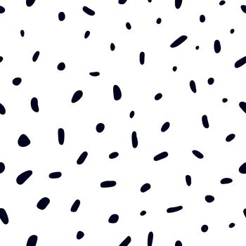 Seamless pattern of dalmatian or cow spots. Natural textures. Random spots hand-drawn.