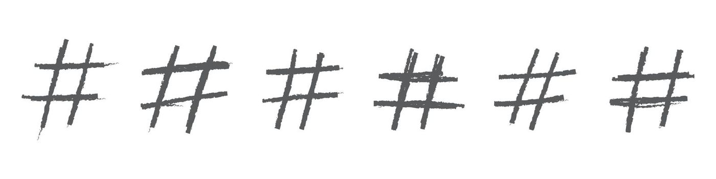 Hand drawn hashtag. Hash doodle grunge. Flat vector illustration