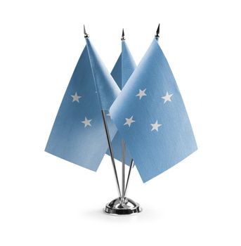 Small national flags of the Federated States Micronesia on a white background