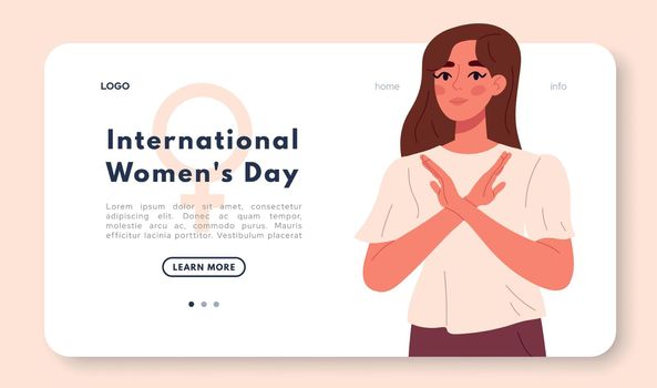 Women's international day. Crossed arms to support gender equality. Flat vector illustration isolated on white background