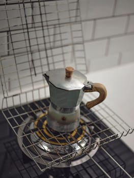 Italian caffettiera coffee pot on stove