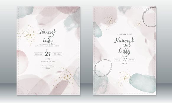 Wedding invitation template with watercolor painting 
