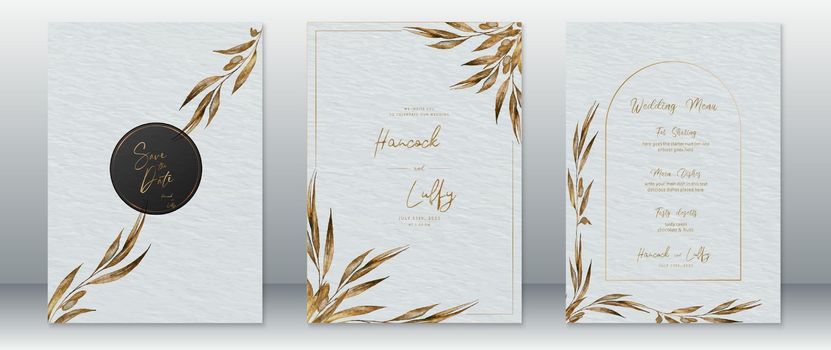 Wedding invitation card template luxury with golden design 