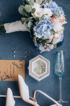 rings, flowers. Letters from the bride and groom. Vows. Luxury marriage
