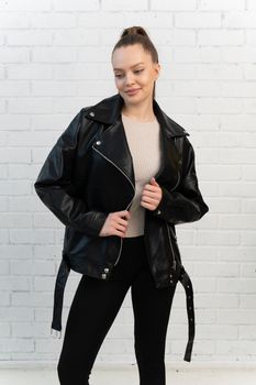 jacket background clothing fashion casual black leather style isolated white zipper clothes design