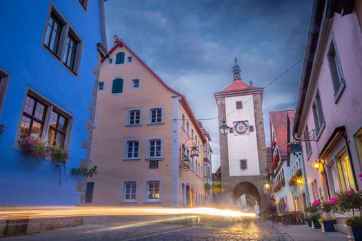 Rothenburg ob der Tauber at sunrise, Historical Franconia in Bavaria, Germany