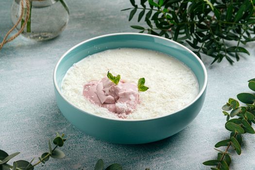 Bowl of fresh curd with mousse